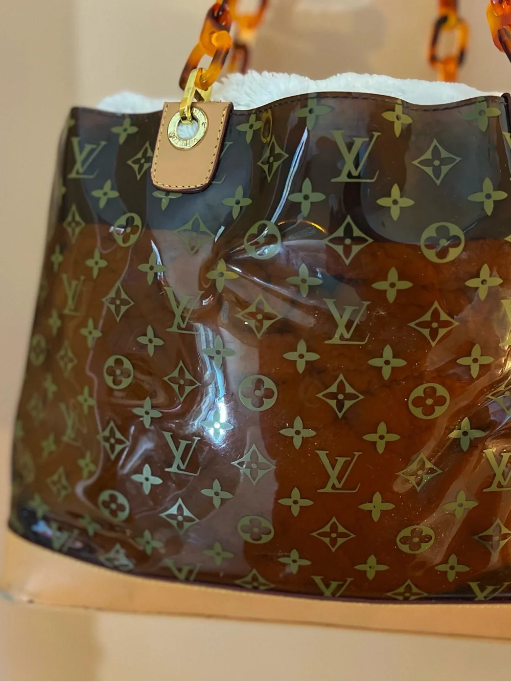 Louis Vuitton Brown Monogram Transparent Tote with Tortoiseshell Links